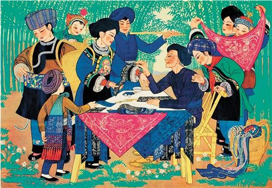 周令钊 陈若菊 湘西苗族老艺人 47×67cm 1958年 纸本水粉 中国美术