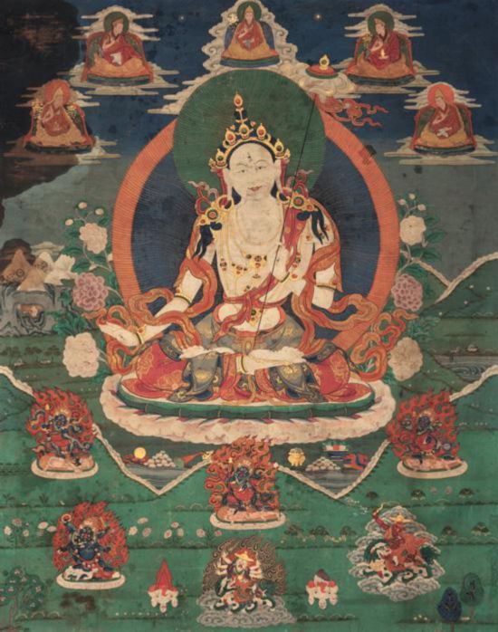 大白伞盖佛母唐卡 西藏 十八世纪