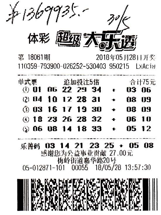 福建老彩友坚持守号 两年后喜中大乐透136万